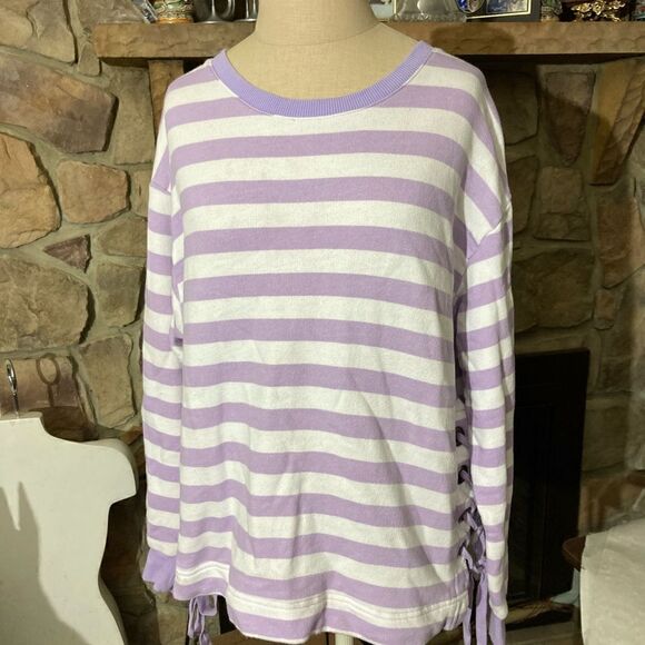 ANDEAWY PURPLE/WHITE STRIPED SWEATSHIRT / SZ XXL - Picture 1 of 6
